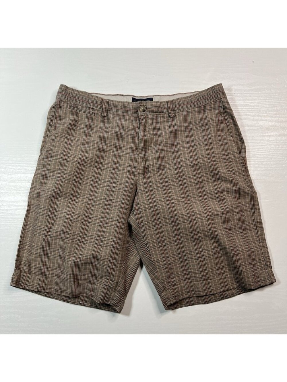 Banana Republic Linen Blend Glen‎ Check Plaid Shorts 9 Inch Inseam Mens 33